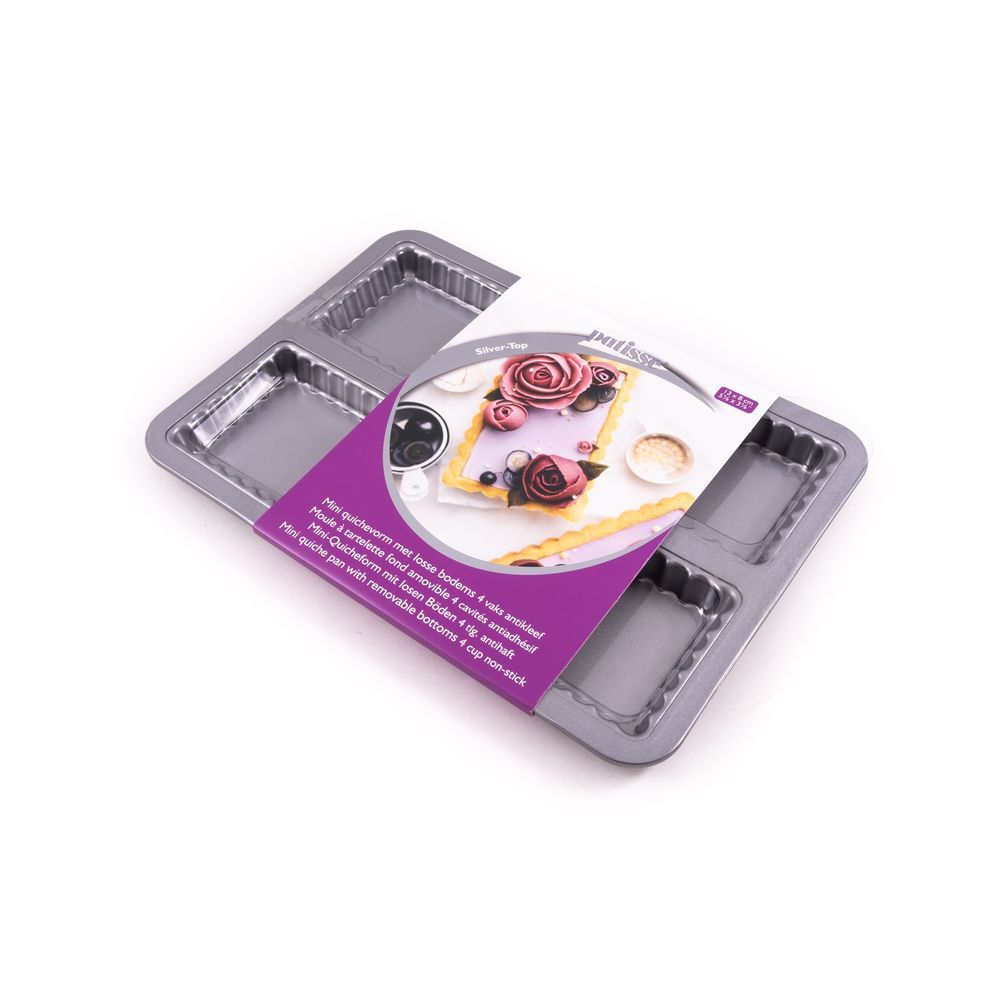 Patisse-Mini-Quiche-Tin-4-Hole-13x8cm-4 Patisse Mini Quiche Tin 4-Hole 13x8cm - Image 1