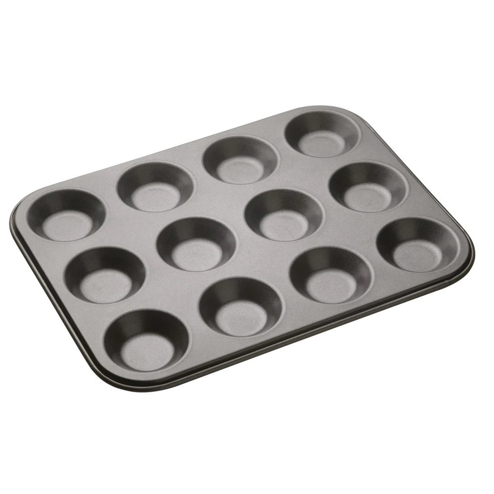 Masterclass-non-stick-shallow-baking-pan Masterclass Non-Stick Shallow Baking Pan 12 Hole - Image 1