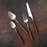 Nicolson Russell Acacia Dark Wood Cutlery Set of 16 - Image 2