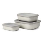 Mepal Cirqula Shallow Rectangular Bowl 3 Piece Nordic White